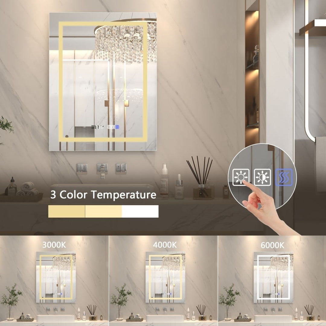 Catalyst 28" x 36" LED Bathroom Mirror,Led Mirror for Bathroom,Anti-Fog,Dimmable,Touch Button,Water Image 5