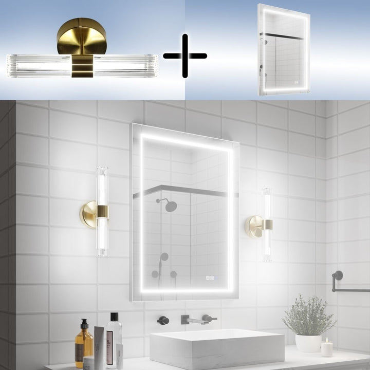 Catalyst 24" x 32" LED Bathroom Mirror,Led Mirror for Bathroom,Anti-Fog,Dimmable,Touch Button,Water Image 6