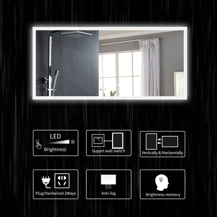 Catalyst 60" x 28" LED Bathroom Mirror,Led Mirror for Bathroom,Anti-Fog,Dimmable,Touch Button,Water Image 4