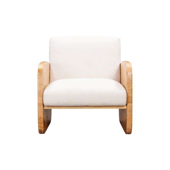 Jaicee - Wooden Arm, Upholstered, Linen Arm Chair Image 3