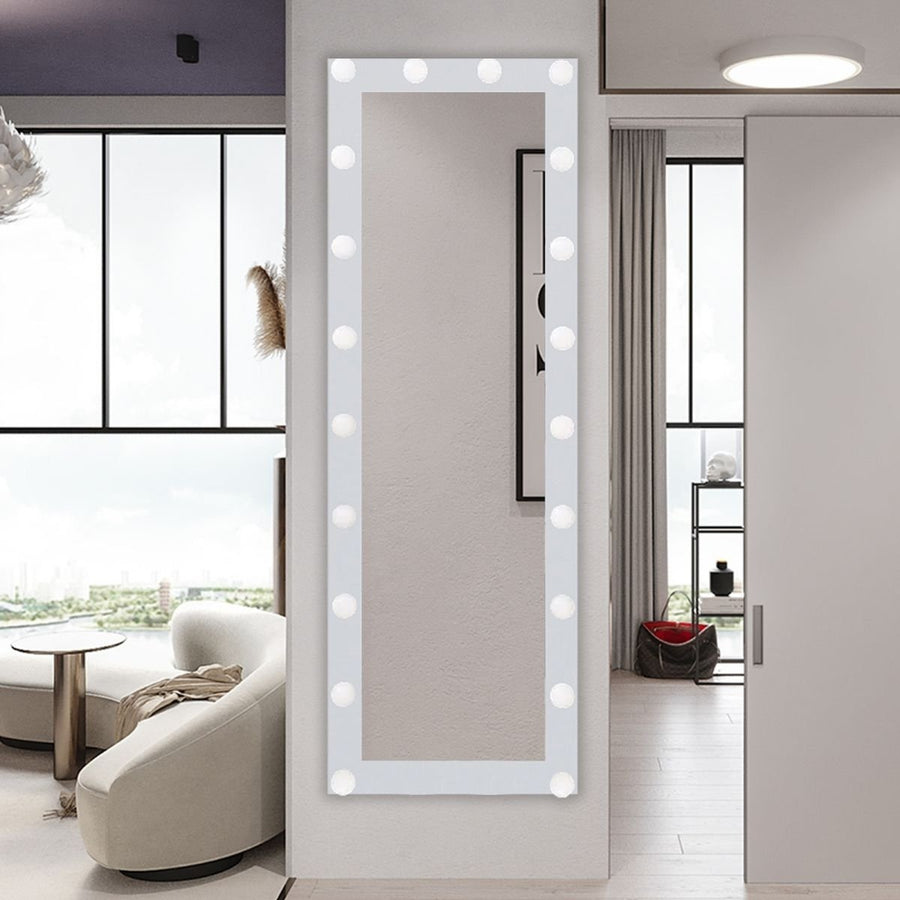 Catalyst Full Length Mirror with LED Lights, Dimming and 3 Color Lighting , 56" x 16" Lighted Floor Standing, White Image 1