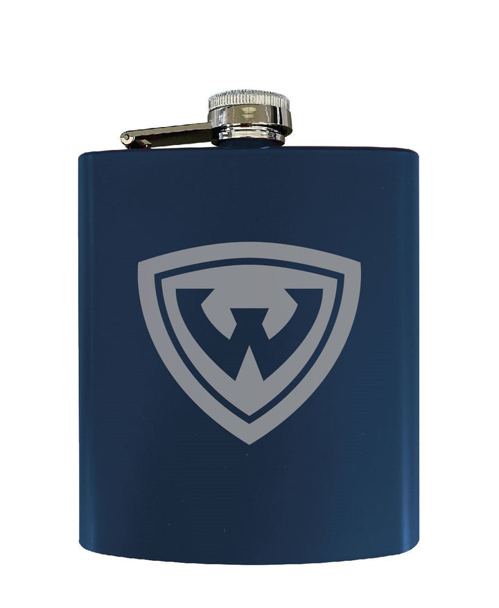 Wayne State Stainless Steel Etched Flask - Choose Your Color Image 1