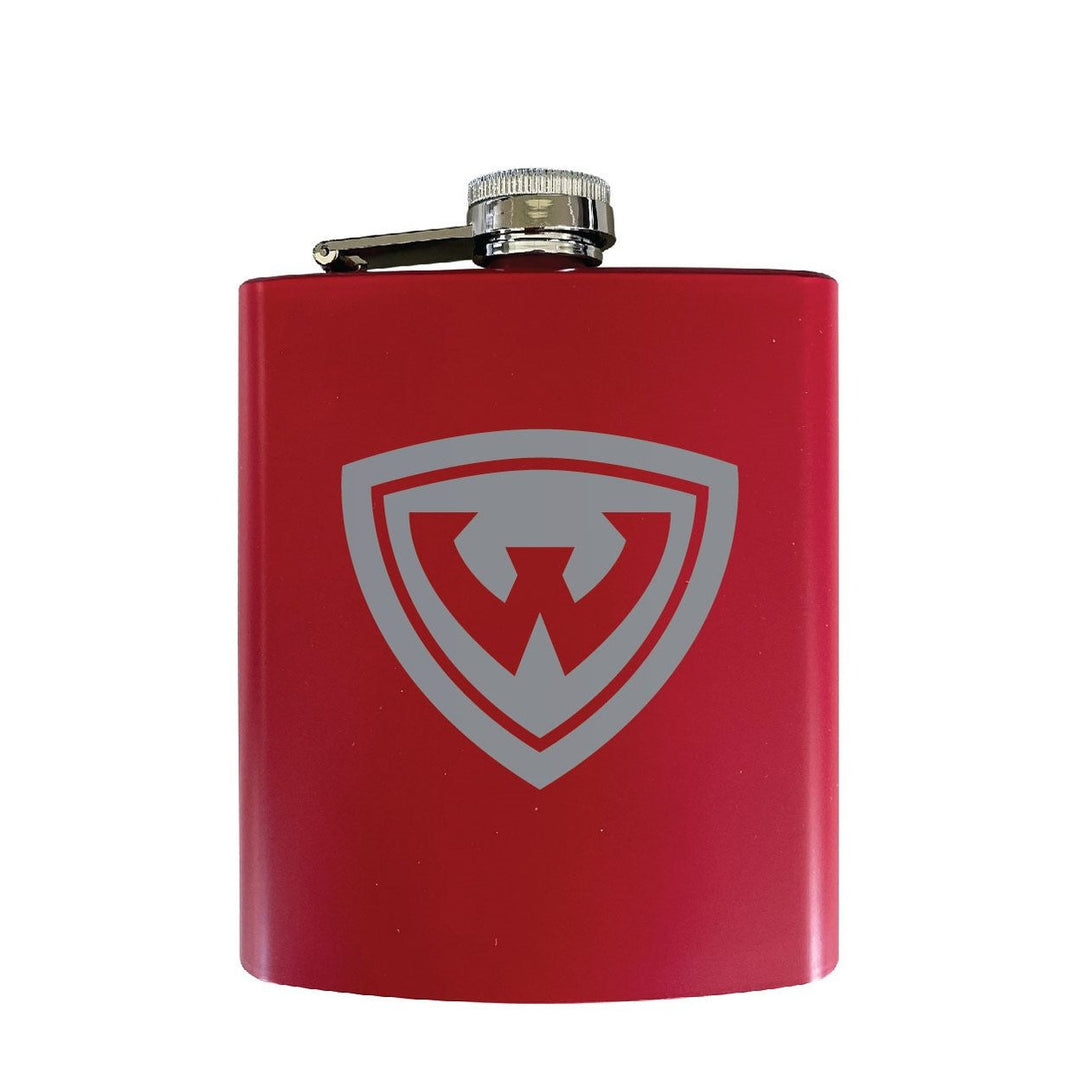 Wayne State Stainless Steel Etched Flask - Choose Your Color Image 1