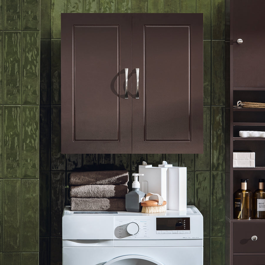 Haotian FRG231-BR, Black Kitchen Bathroom Wall Cabinet, Laundry Room Wall Storage Cabinet Image 1