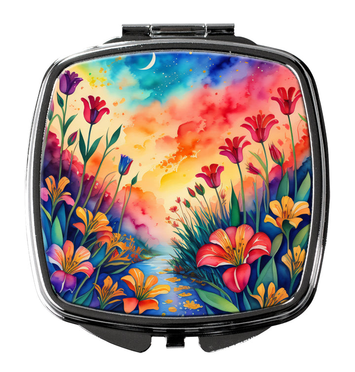 Colorful Zinnias Compact Mirror Image 2