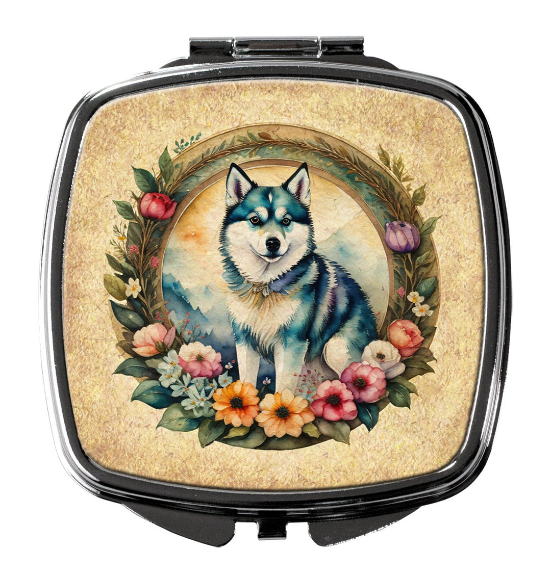 Yorkshire Terrier and Flowers Compact Mirror Image 1