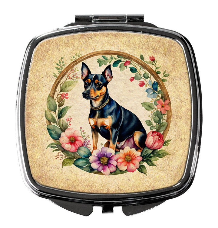 Yorkshire Terrier and Flowers Compact Mirror Image 1