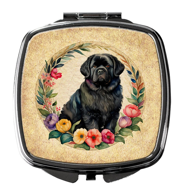 Yorkshire Terrier and Flowers Compact Mirror Image 1