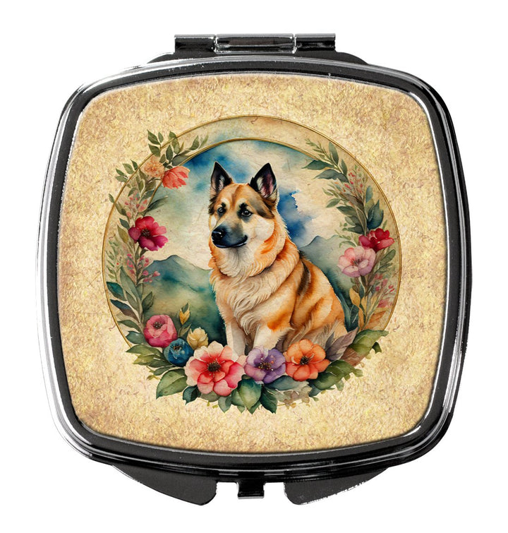 Yorkshire Terrier and Flowers Compact Mirror Image 1