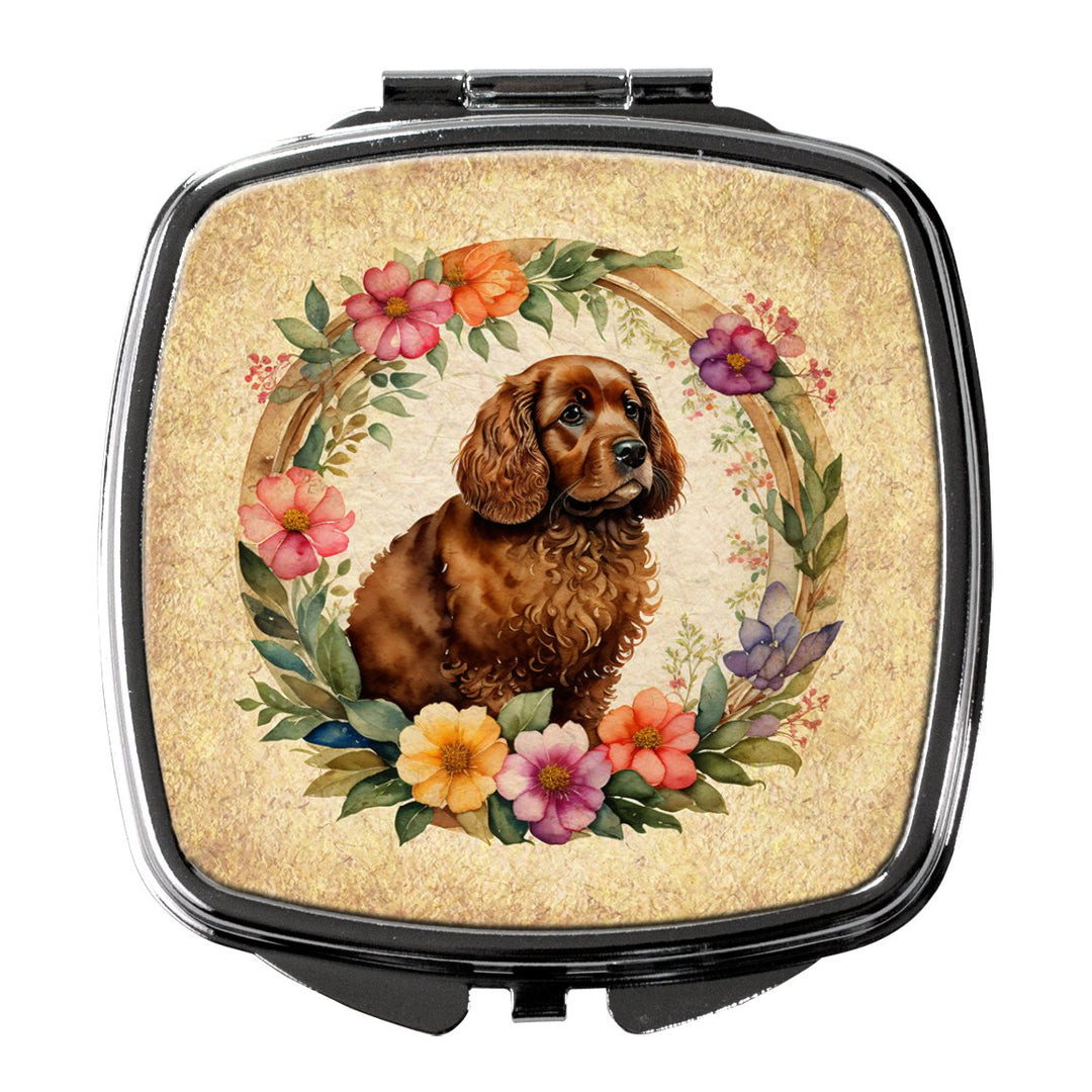 Yorkshire Terrier and Flowers Compact Mirror Image 1