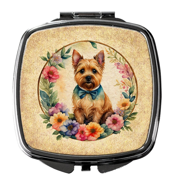 Yorkshire Terrier and Flowers Compact Mirror Image 1