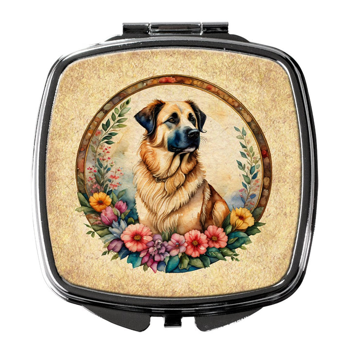 Yorkshire Terrier and Flowers Compact Mirror Image 1