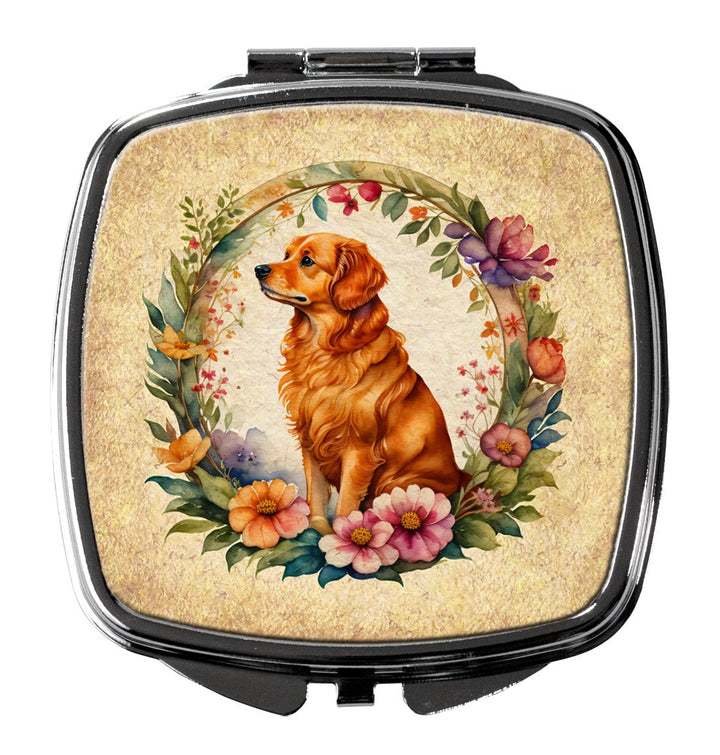 Yorkshire Terrier and Flowers Compact Mirror Image 1