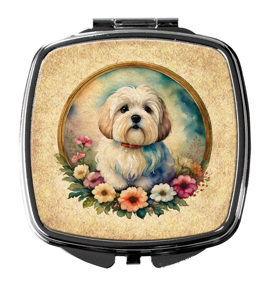 Yorkshire Terrier and Flowers Compact Mirror Image 1