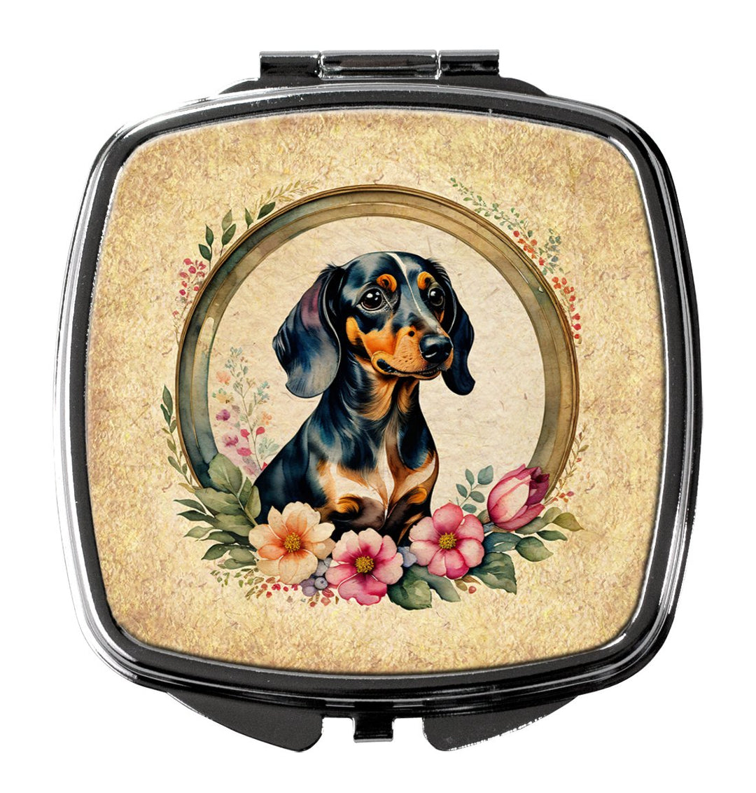 Yorkshire Terrier and Flowers Compact Mirror Image 1