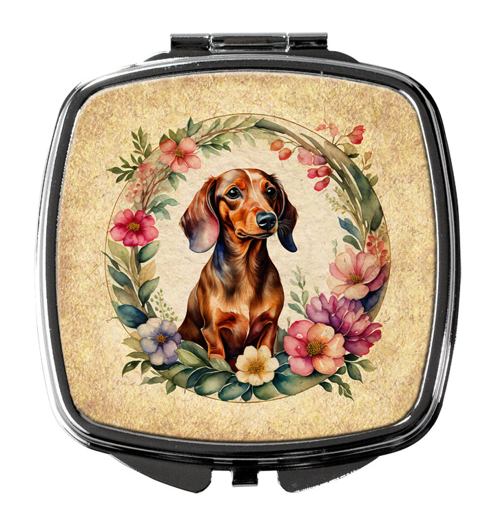 Yorkshire Terrier and Flowers Compact Mirror Image 6