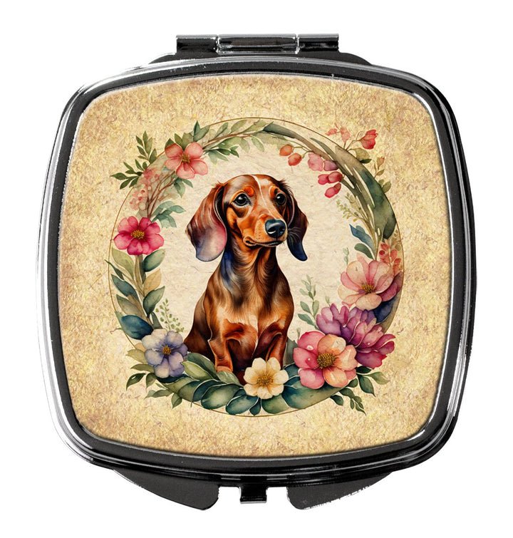 Yorkshire Terrier and Flowers Compact Mirror Image 1