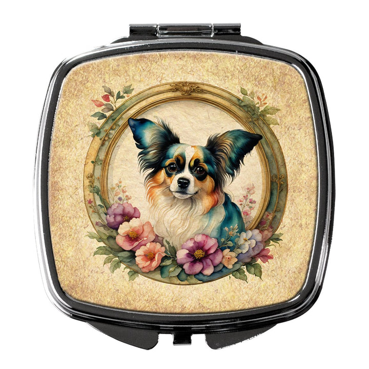 Yorkshire Terrier and Flowers Compact Mirror Image 1