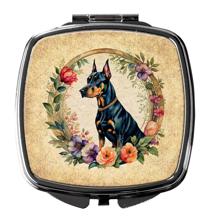 Yorkshire Terrier and Flowers Compact Mirror Image 1
