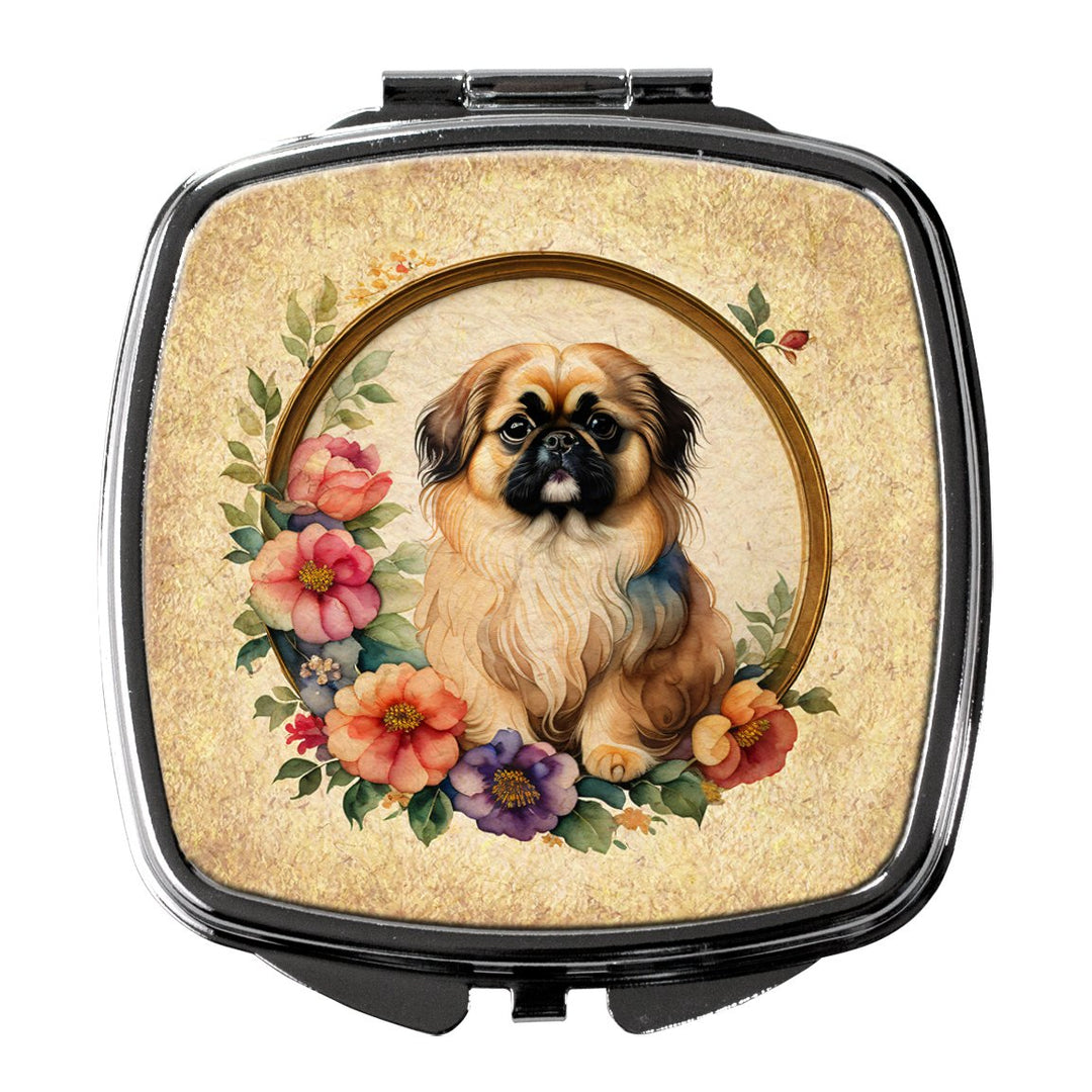 Yorkshire Terrier and Flowers Compact Mirror Image 1