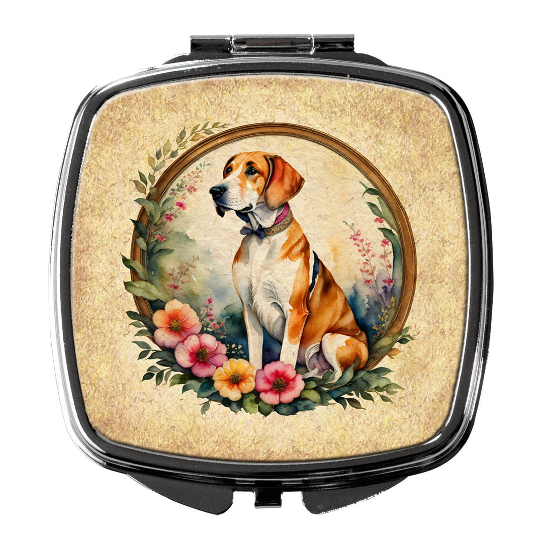 Yorkshire Terrier and Flowers Compact Mirror Image 1