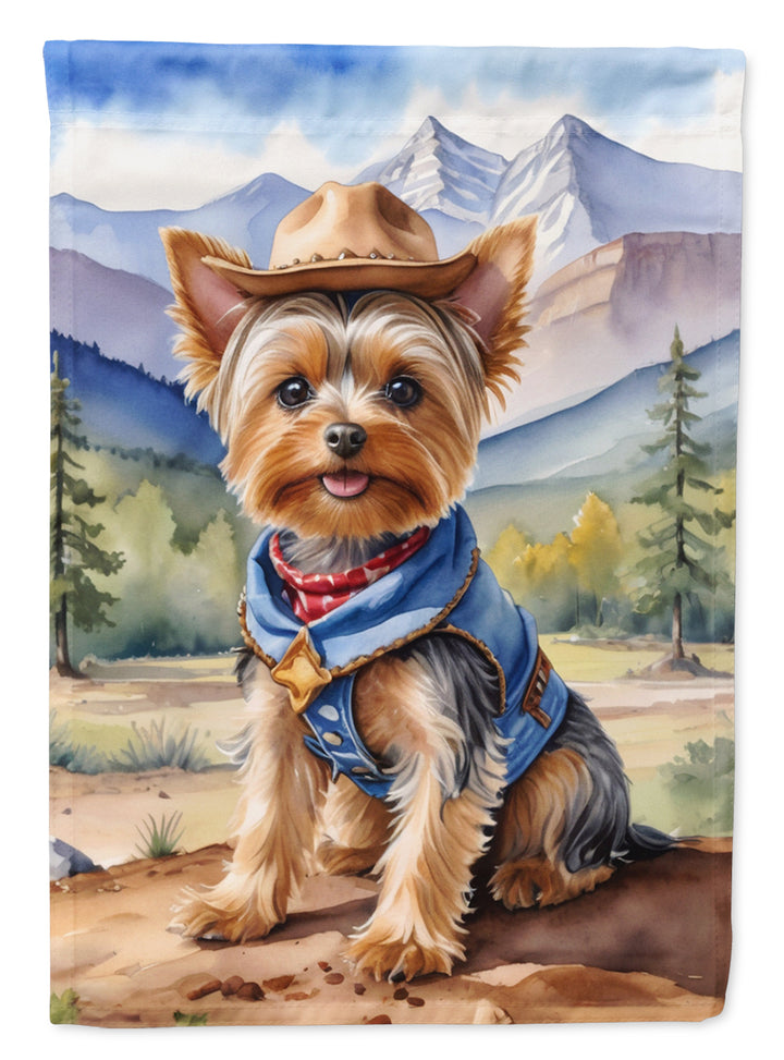 Yorkshire Terrier Yorkie Cowboy Welcome House Flag Image 2