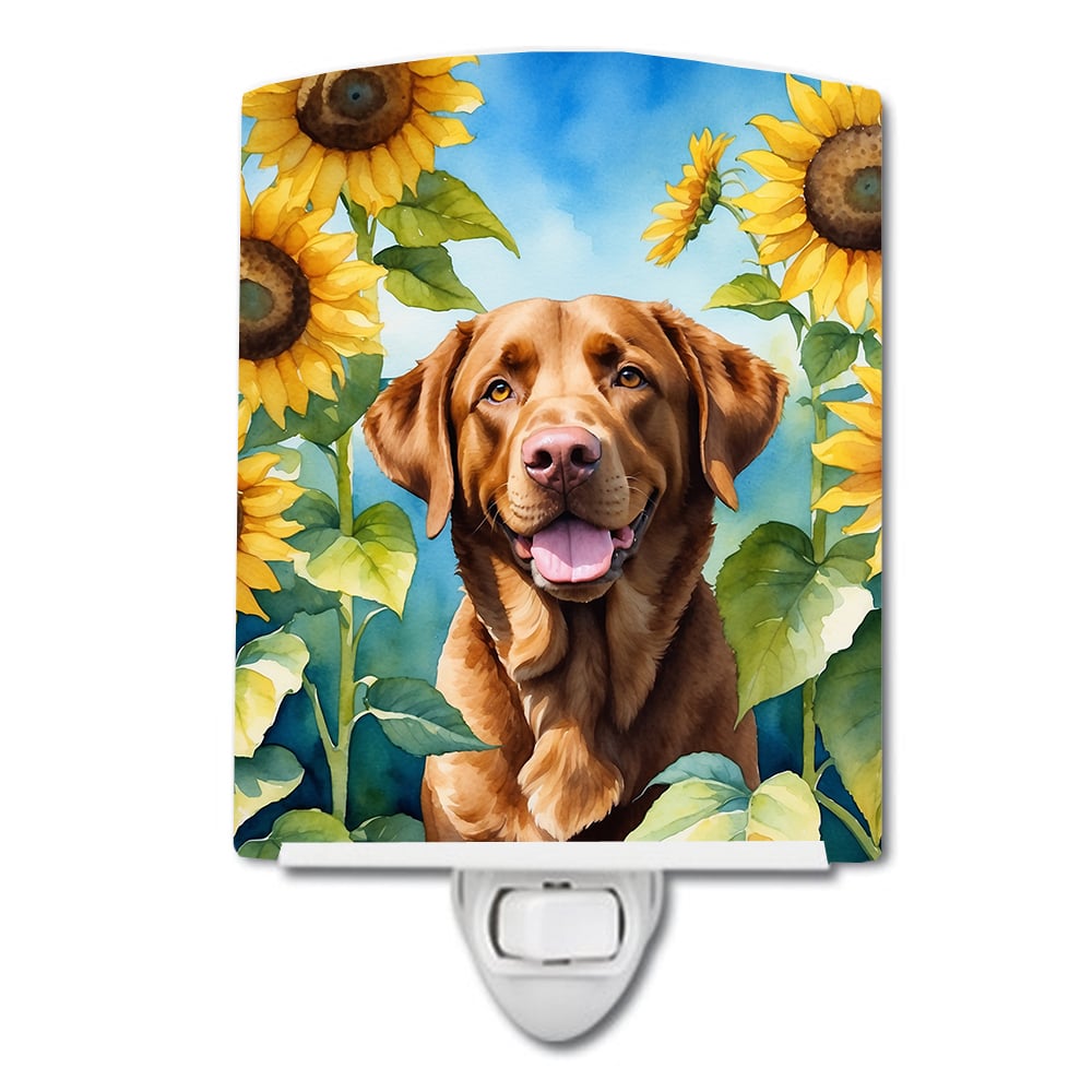 Yorkshire Terrier in Sunflowers Ceramic Night Light Image 2