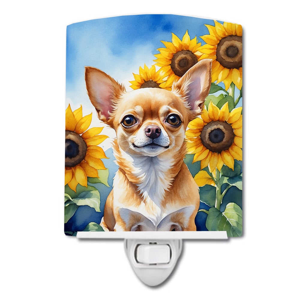 Yorkshire Terrier in Sunflowers Ceramic Night Light Image 3