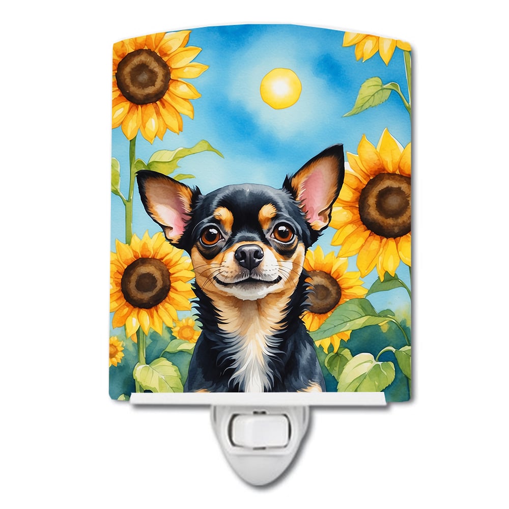 Yorkshire Terrier in Sunflowers Ceramic Night Light Image 4