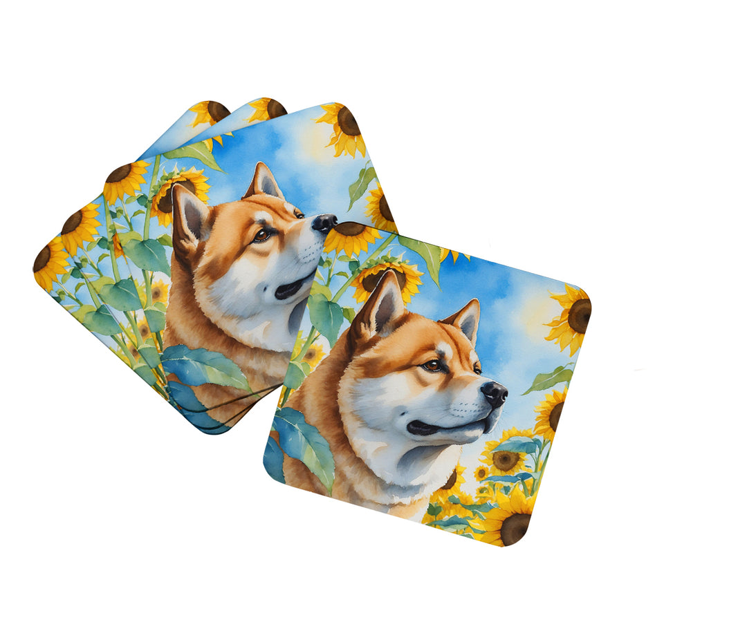 Yorkshire Terrier in Sunflowers Foam Coasters Image 4