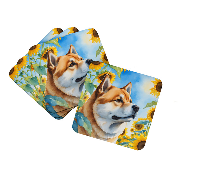 Yorkshire Terrier in Sunflowers Foam Coasters Image 4