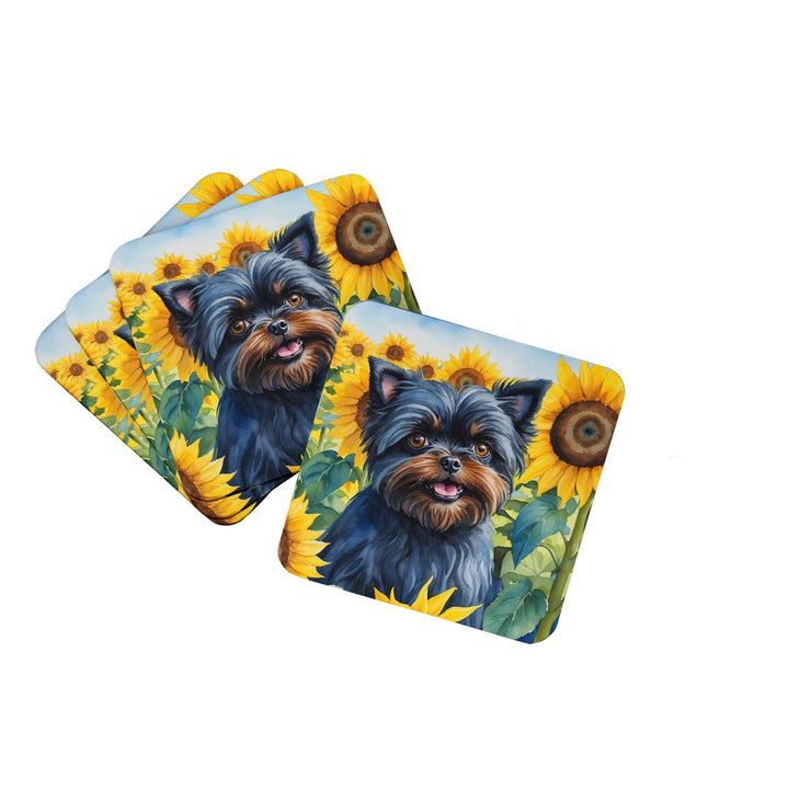 Yorkshire Terrier in Sunflowers Foam Coasters Image 1