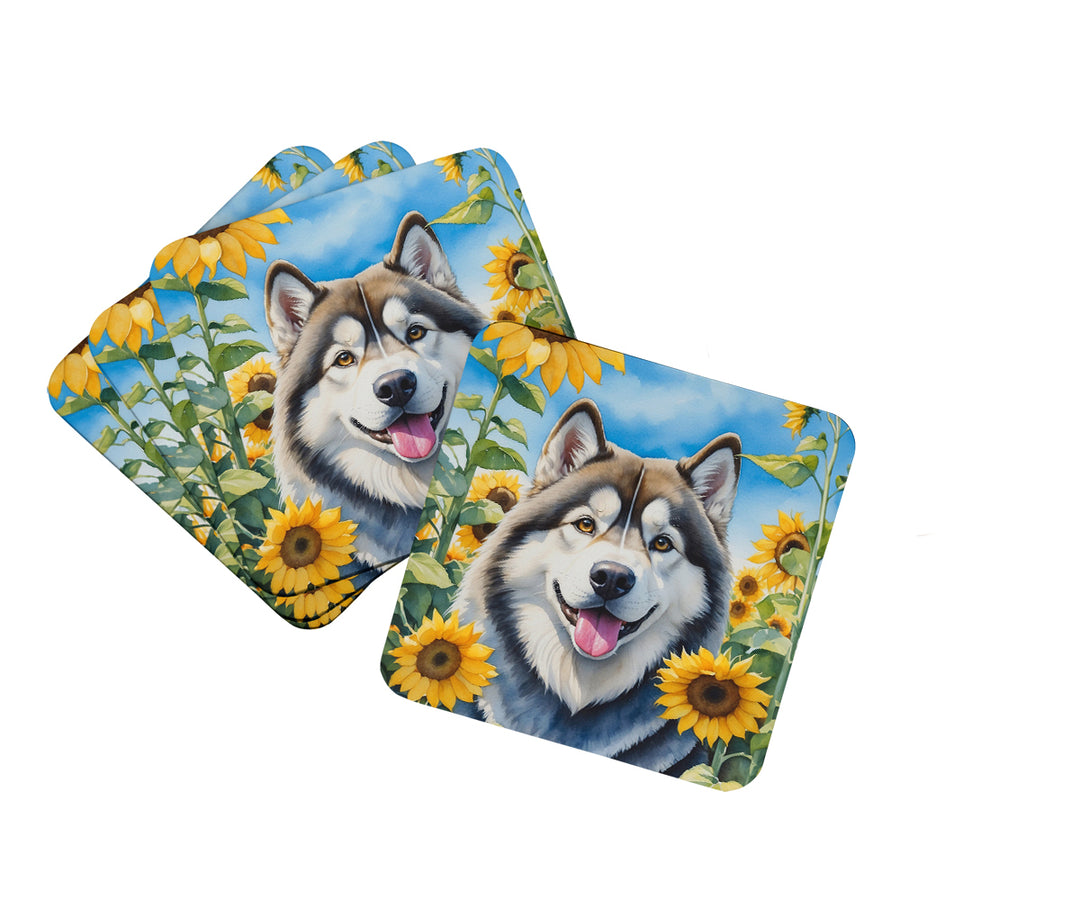 Yorkshire Terrier in Sunflowers Foam Coasters Image 6