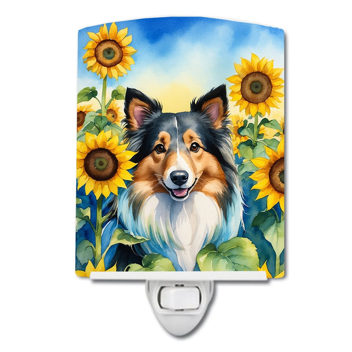 Yorkshire Terrier in Sunflowers Ceramic Night Light Image 1