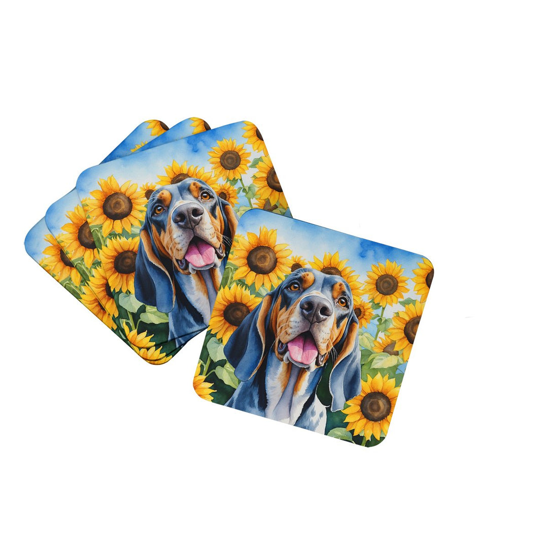 Yorkshire Terrier in Sunflowers Foam Coasters Image 1