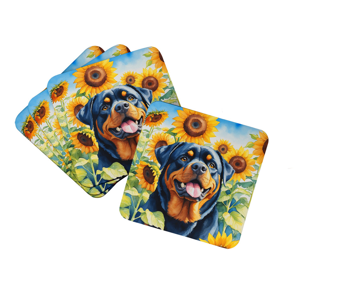 Yorkshire Terrier in Sunflowers Foam Coasters Image 2