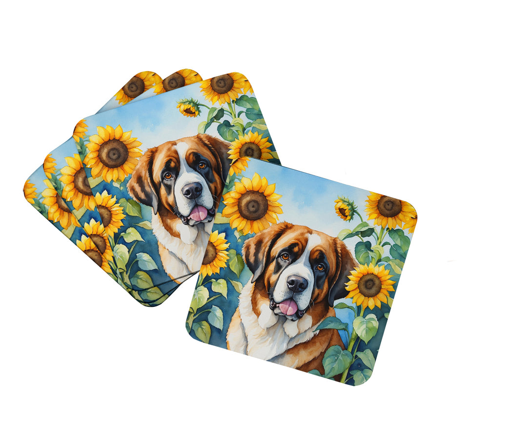 Yorkshire Terrier in Sunflowers Foam Coasters Image 3