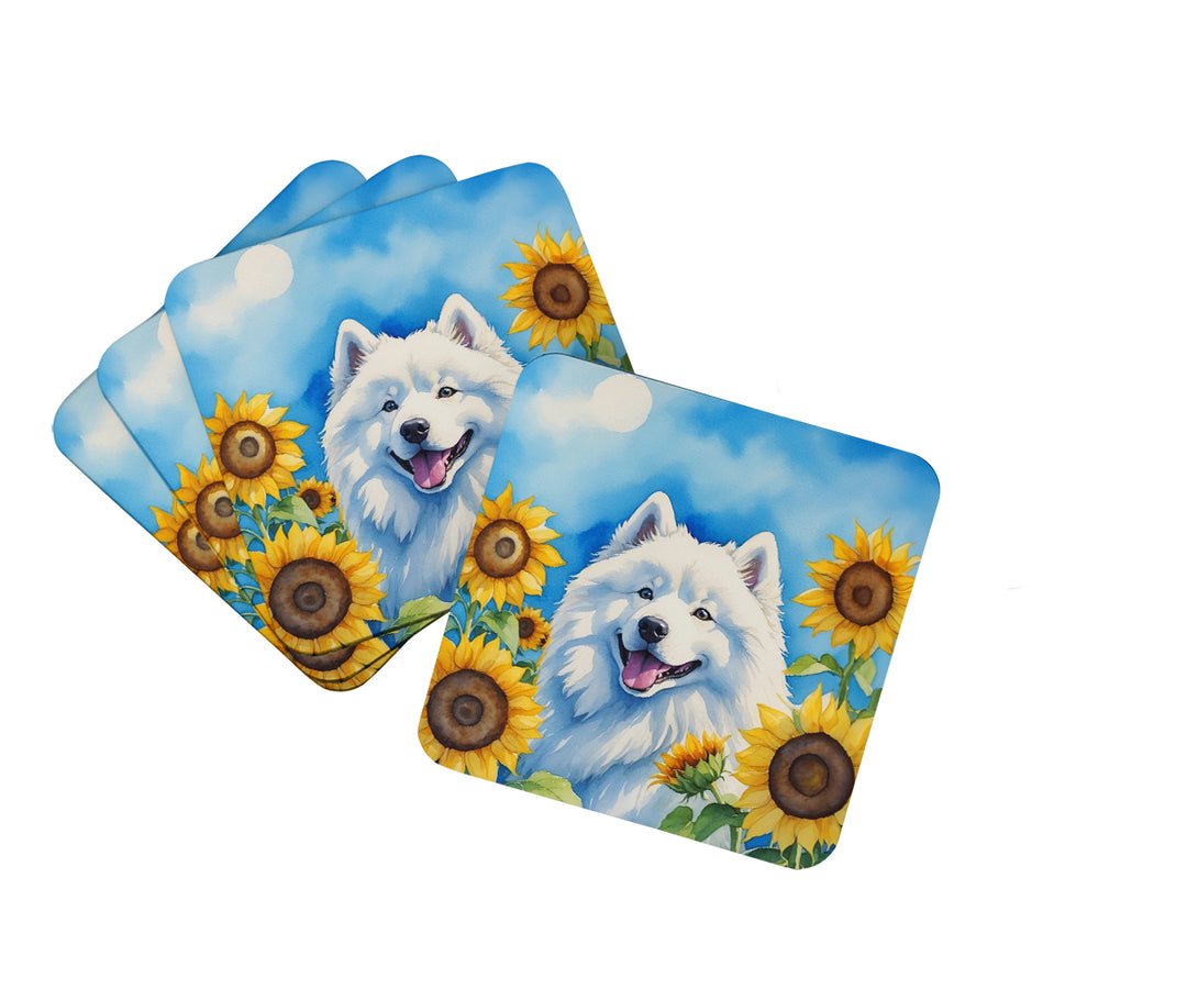 Yorkshire Terrier in Sunflowers Foam Coasters Image 5