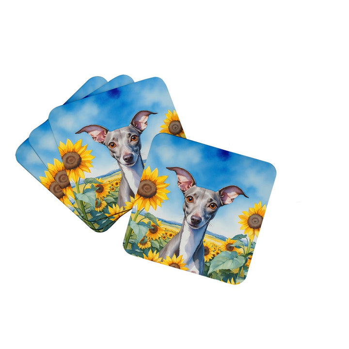 Yorkshire Terrier in Sunflowers Foam Coasters Image 3