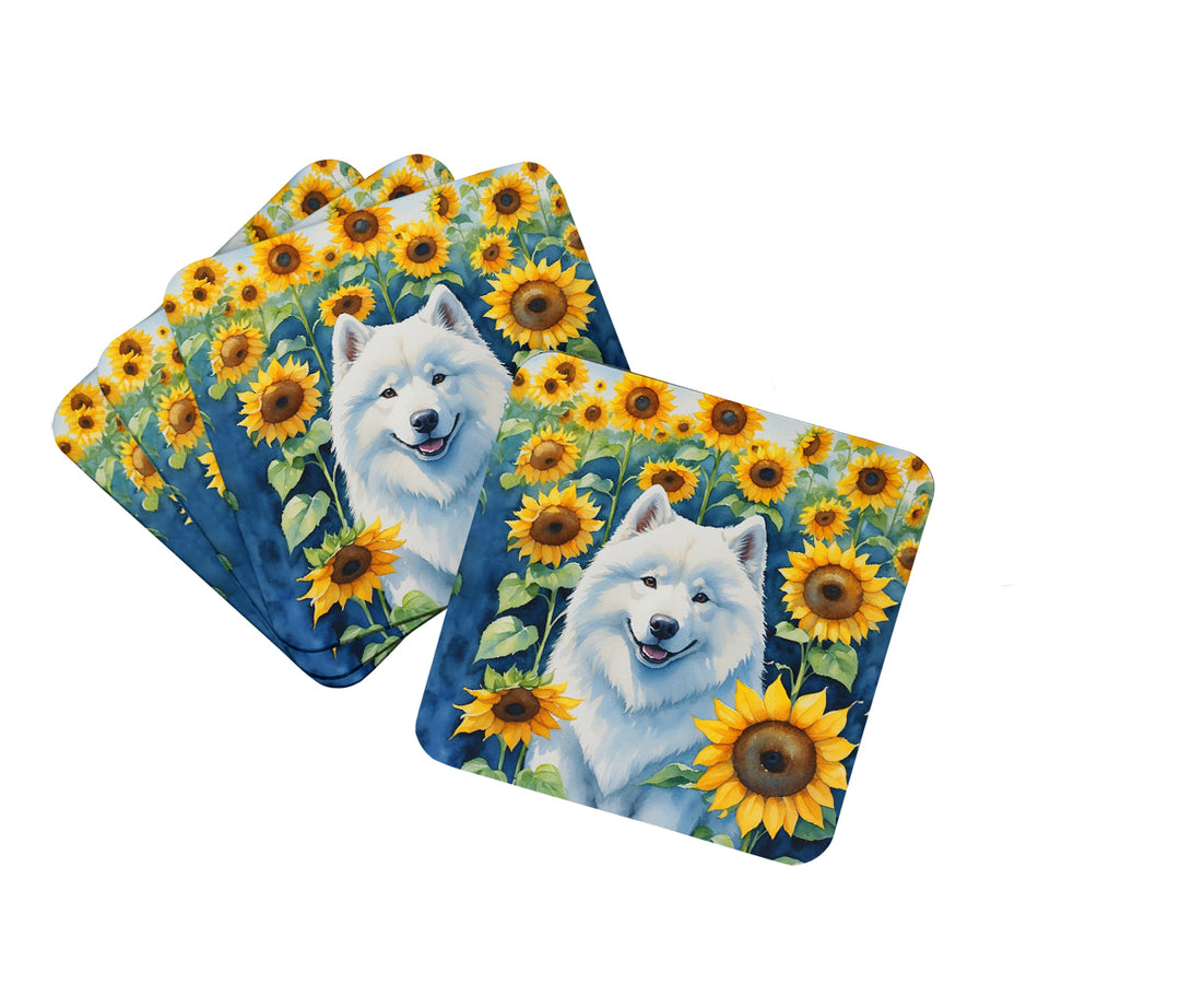 Yorkshire Terrier in Sunflowers Foam Coasters Image 6