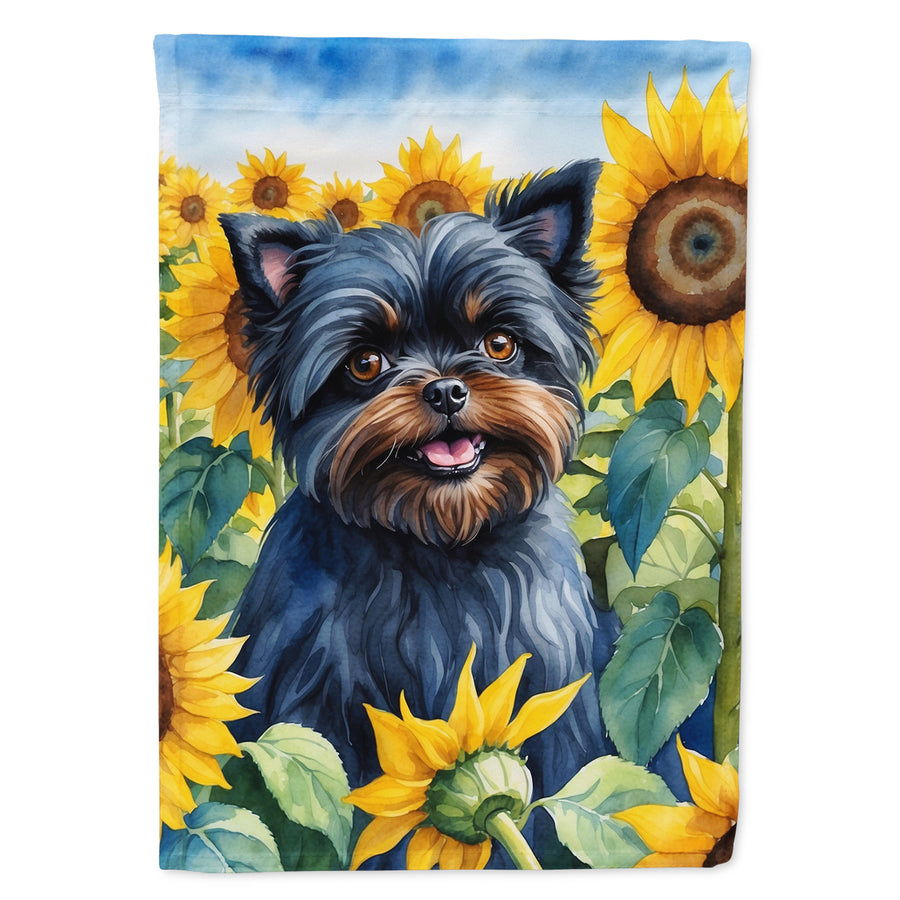 Yorkshire Terrier in Sunflowers House Flag Image 1