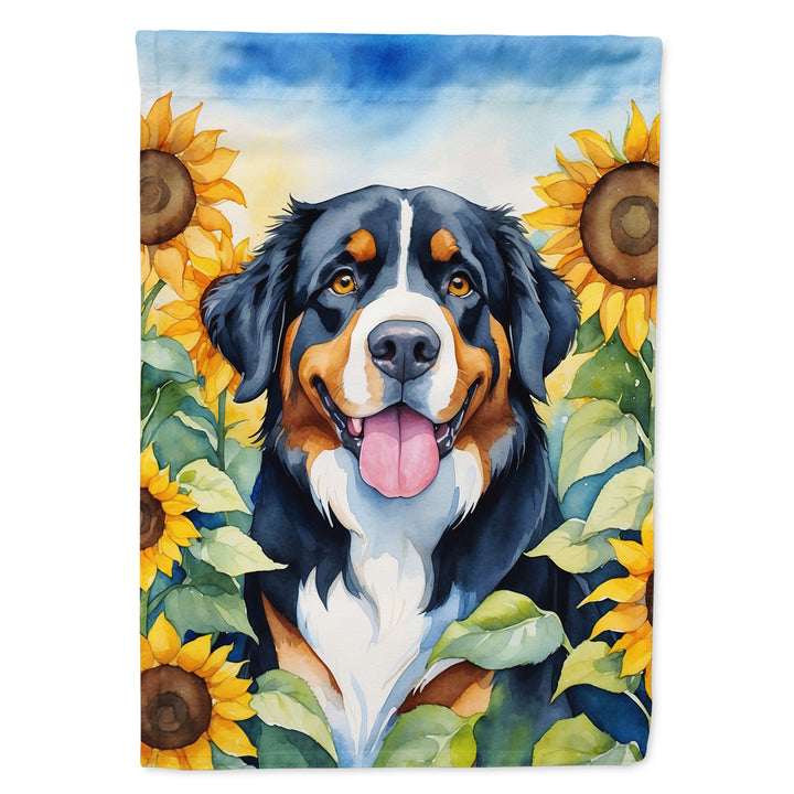 Yorkshire Terrier in Sunflowers House Flag Image 4