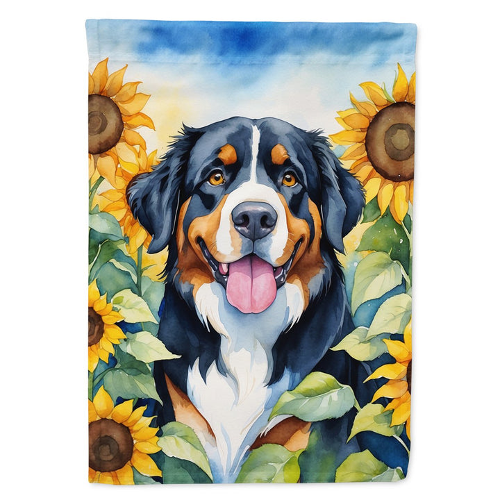 Yorkshire Terrier in Sunflowers House Flag Image 1