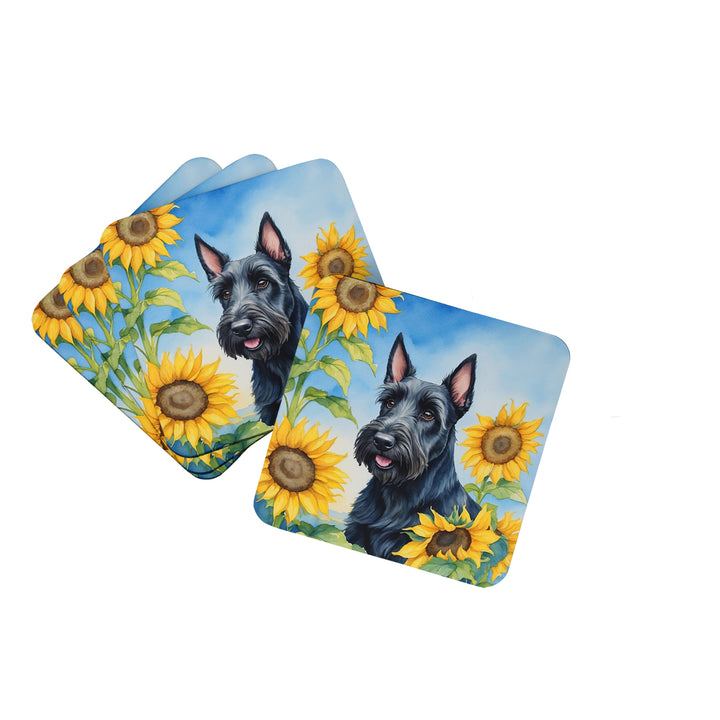 Yorkshire Terrier in Sunflowers Foam Coasters Image 10