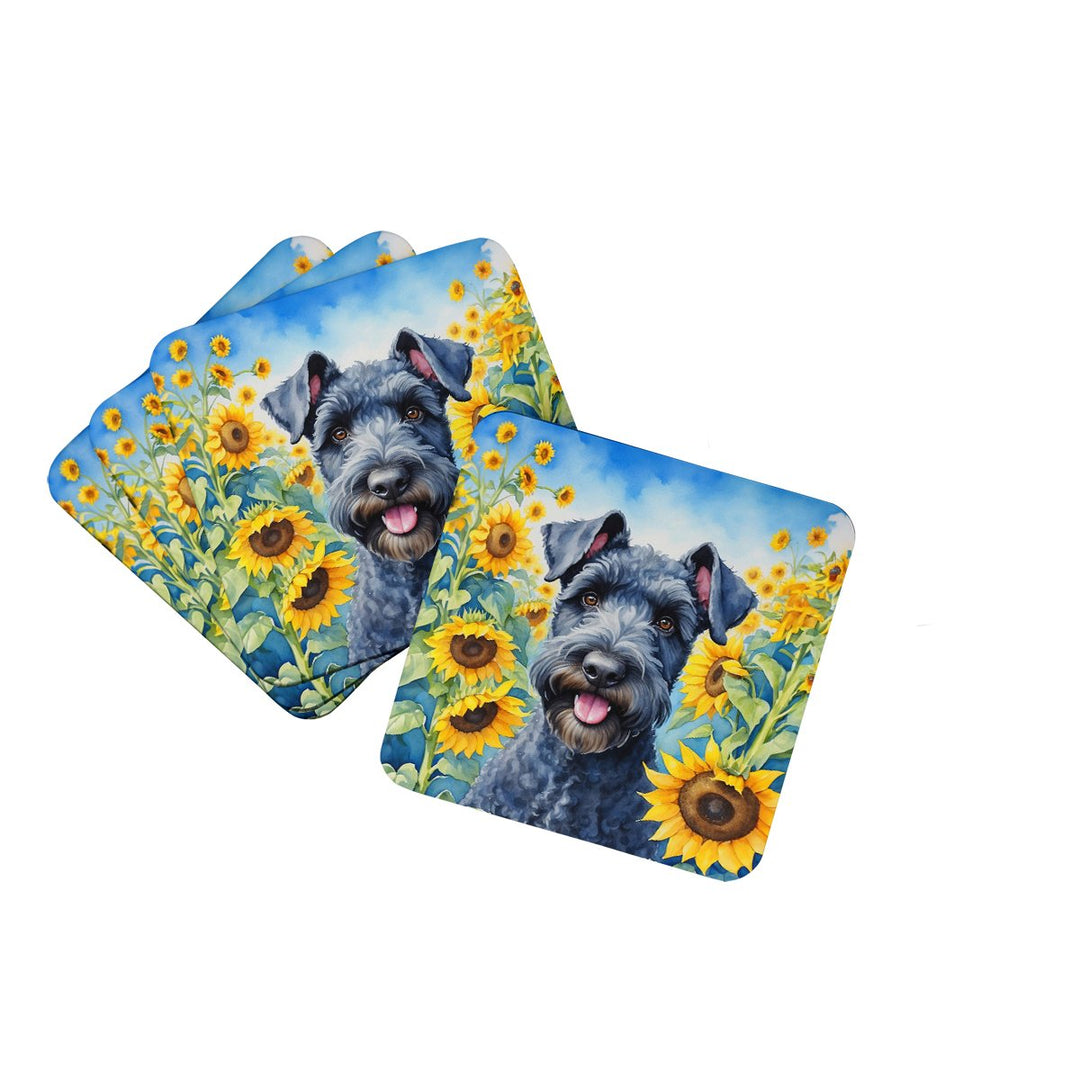 Yorkshire Terrier in Sunflowers Foam Coasters Image 8