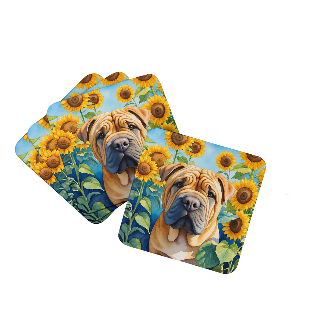 Yorkshire Terrier in Sunflowers Foam Coasters Image 11