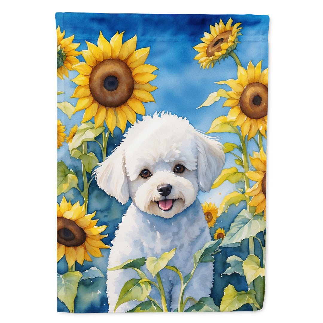 Yorkshire Terrier in Sunflowers House Flag Image 7