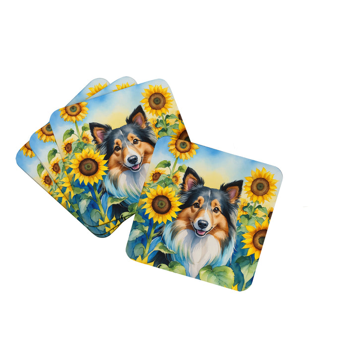 Yorkshire Terrier in Sunflowers Foam Coasters Image 12