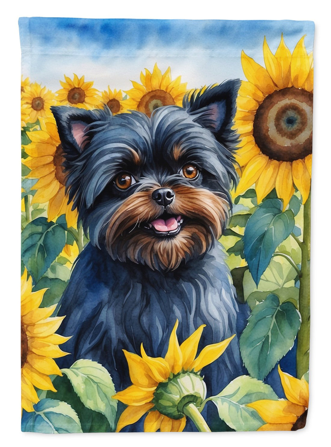 Yorkshire Terrier in Sunflowers House Flag Image 2