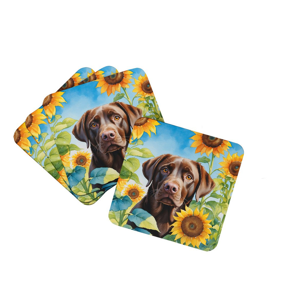 Yorkshire Terrier in Sunflowers Foam Coasters Image 12